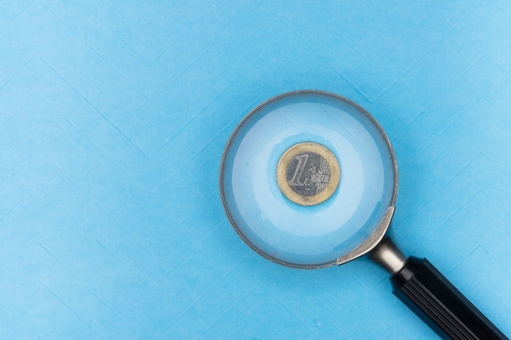 A euro under a magnifying glass